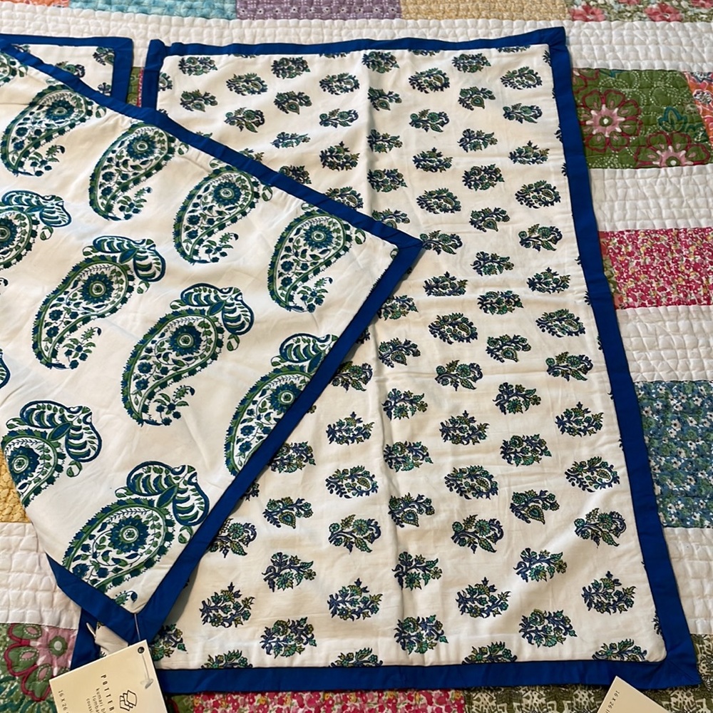 PAIR Pottery Barn Kumari block print lumbar pillows
